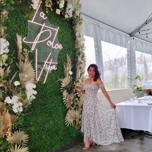 Floral print off-the-shoulder maxi dress. Gently used (worn once)!